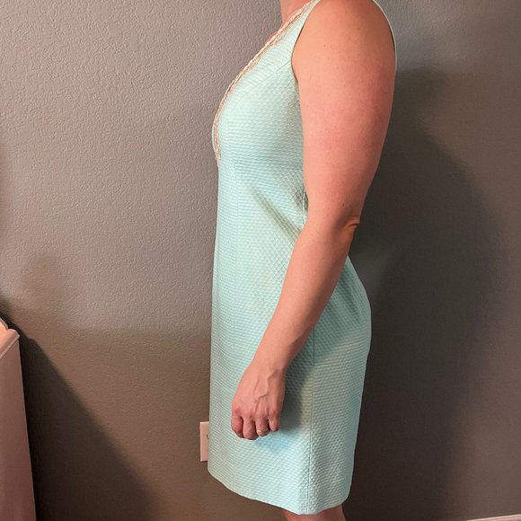 Lily Pulitzer seafoam dress with gold detailing - Picture 2 of 4